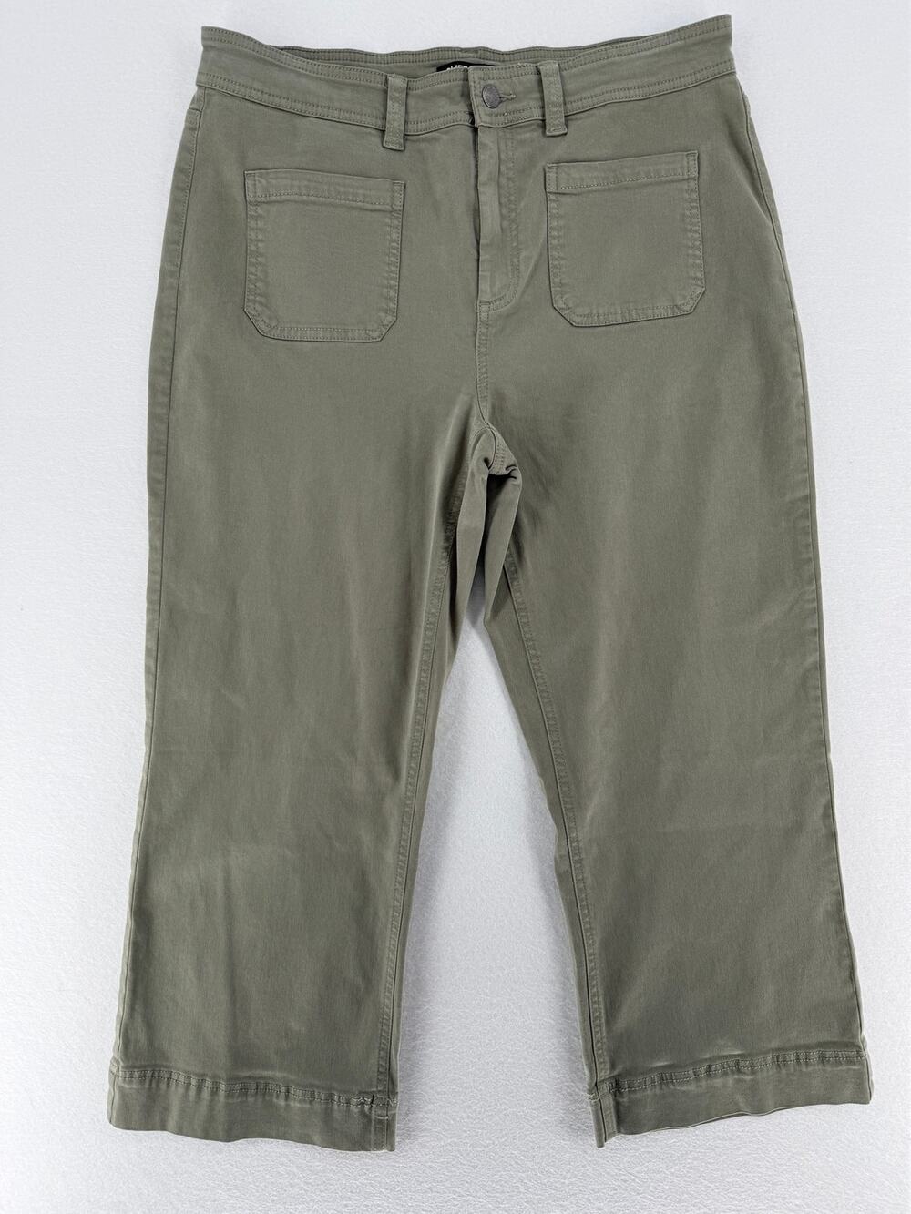 Buffalo David Bitton Brigitte High Rise Crop Pants Womens 14 Olive Green Tencel